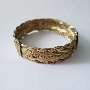 Vintage Gold Toned Braided Metal Bangle Bracelet
